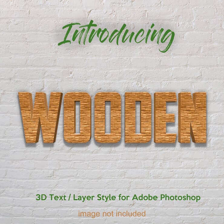 PSD madera 3d tablón de madera efectos texturados de texto de estilo de capa de photoshop