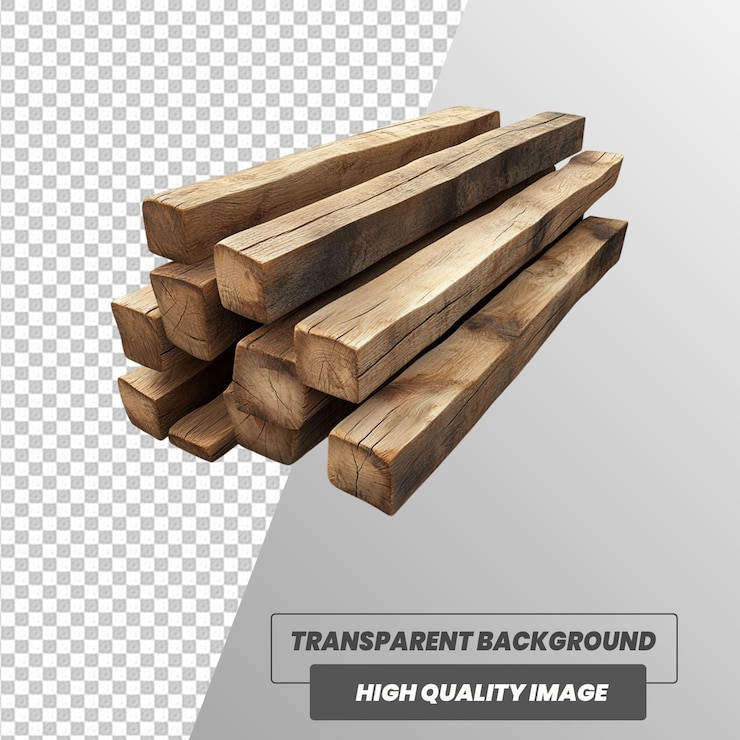 PSD madera realista en 3d con fondo transparente en el archivo psd