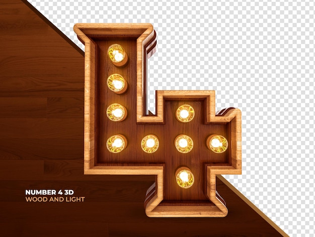 Madera de render 3d número 4 con luces realistas