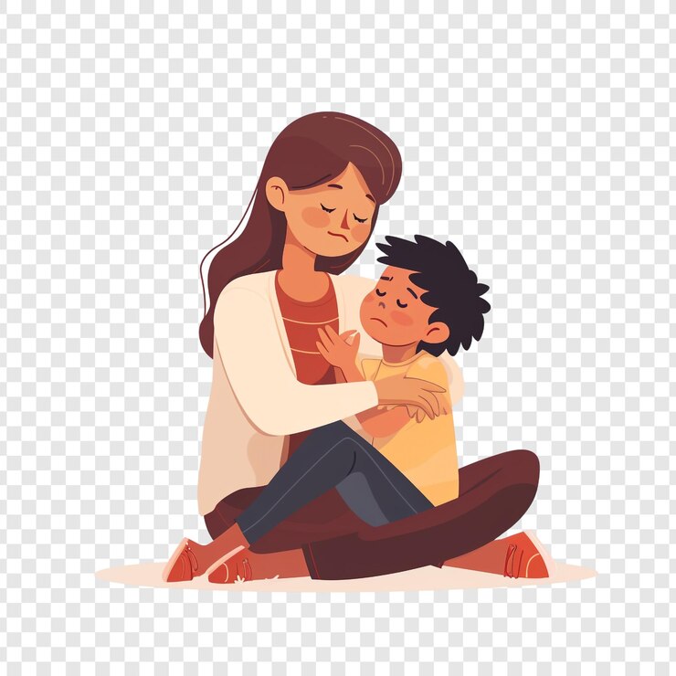 PSD una madre consuela a su hijo
