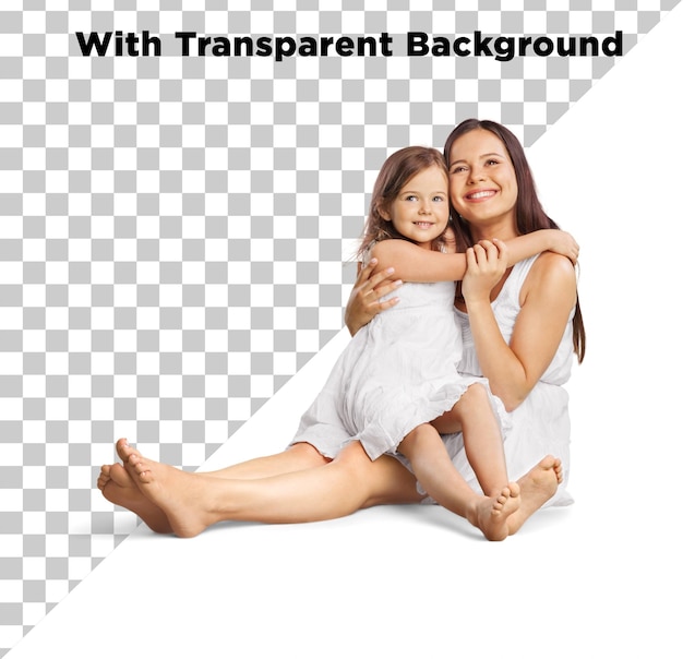 Madre elegante hija dúo amor momento feliz PNG PSD aislado en fondo transparente