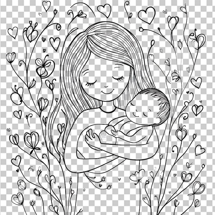 PSD mãe e bebê ilustração