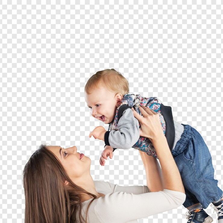 PSD mãe e filho a divertir-se.