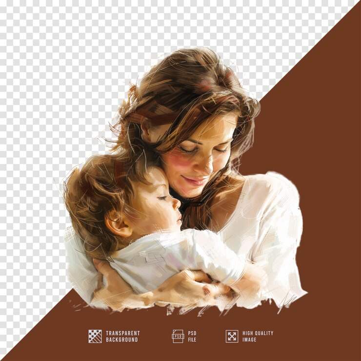PSD mãe está com seu filho sem fundo qualidade hd