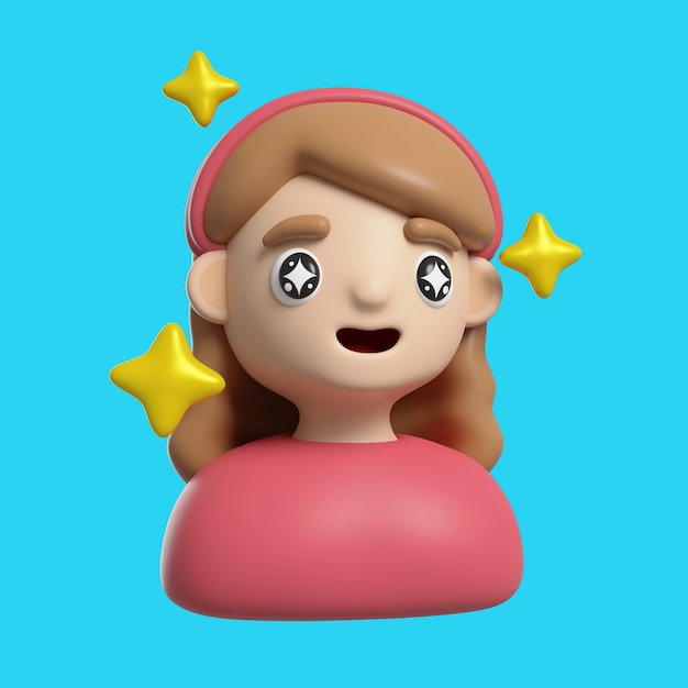 PSD mädchen-avatar-emoji-3d-symbol