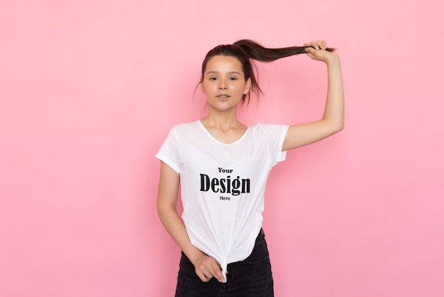 Mädchen-farbwechsel-t-shirt-mockup