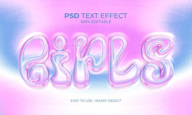 PSD mädchen-rosa-chrom-text-effekt