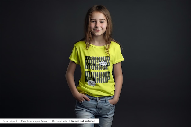 Mädchen T-Shirt Mockup niedliches Mädchen Modell T-Shirt Mockup T-Shirt Mockup Kinder T-Shirt Mockup Mädchen Mockup