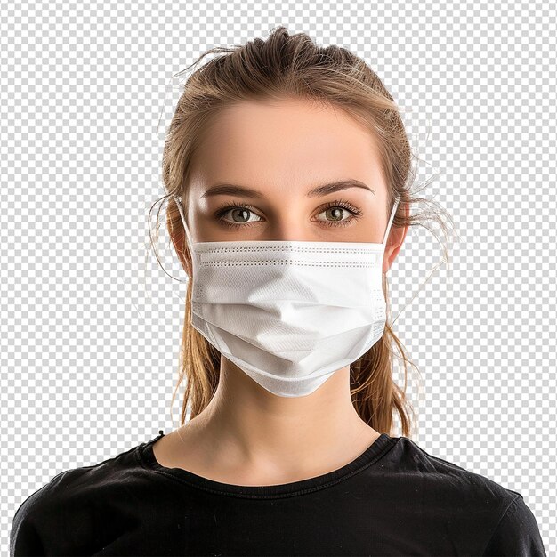 PSD mädchen trägt eine maske auf durchsichtigem hintergrund png