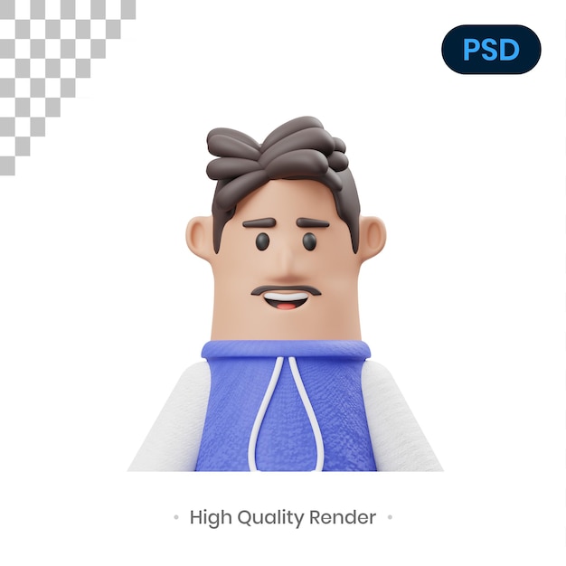 Männer mit schnurrbart 3d icon premium psd