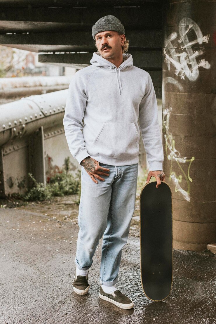 PSD männerbekleidung mit kapuzen mockup psd street style