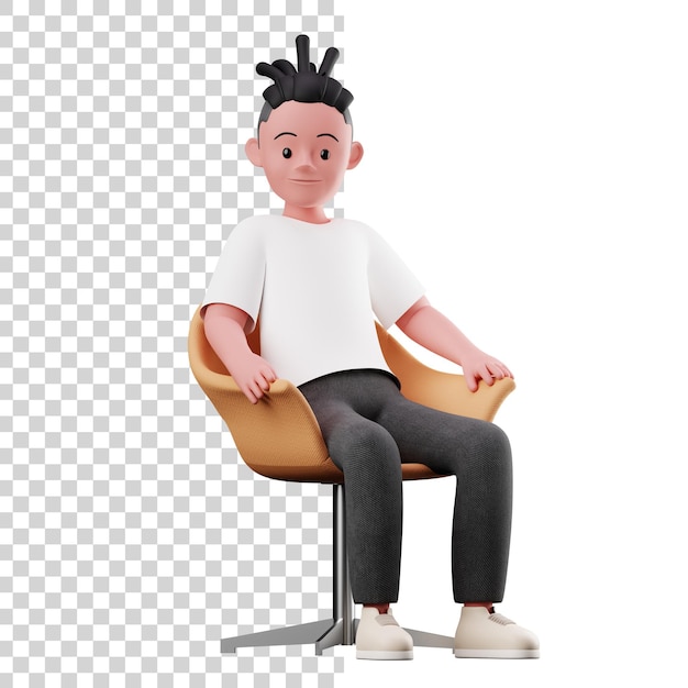 PSD männlicher 3d-charakter mit sitzender pose