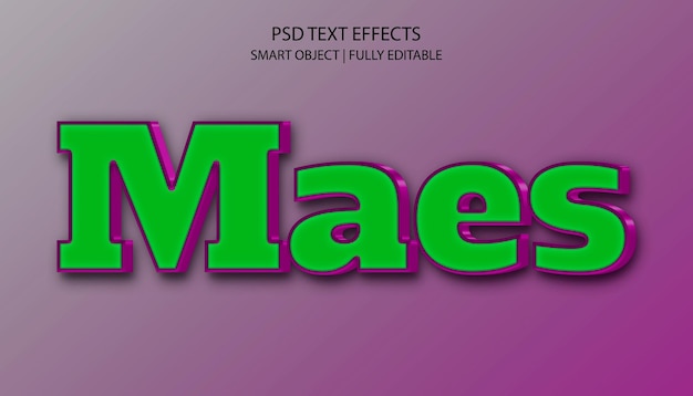 Maes 3d efecto de estilo de texto psd