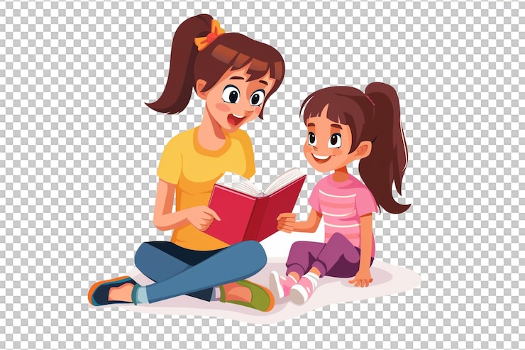 PSD maestra y estudiante leyendo un libro solas