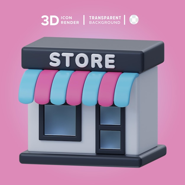 PSD magasiner l'illustration 3d rendant l'icône 3d coloré isolé