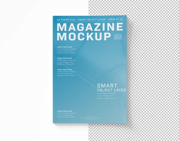 Magazin-cover auf weißem mockup ausgeschnitten