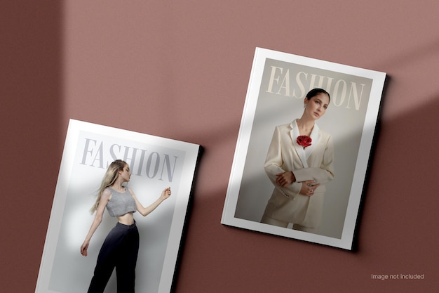 Magazin mockup top view mit shadow overlay