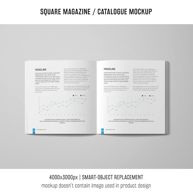 magazine carré ou catalogue ouvert