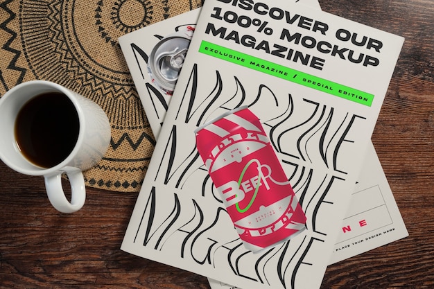 Magazine in studio mockup