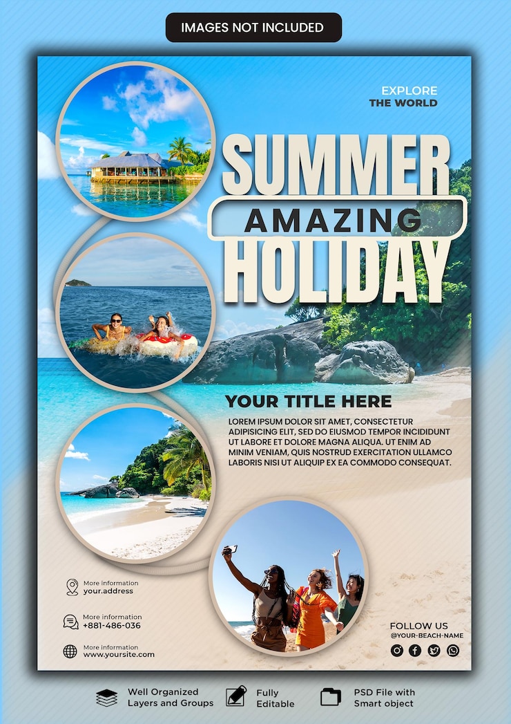 PSD un magazine avec une photo d'une vacances d'été