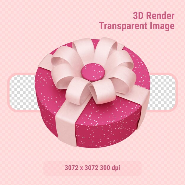 Magenta Pink Round Gift Box 3D Render Illustrazione