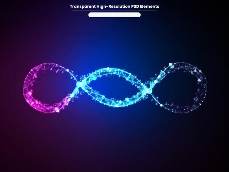 PSD la magia azul de la luz brillante infinito signo remolino sendero en fondo transparente