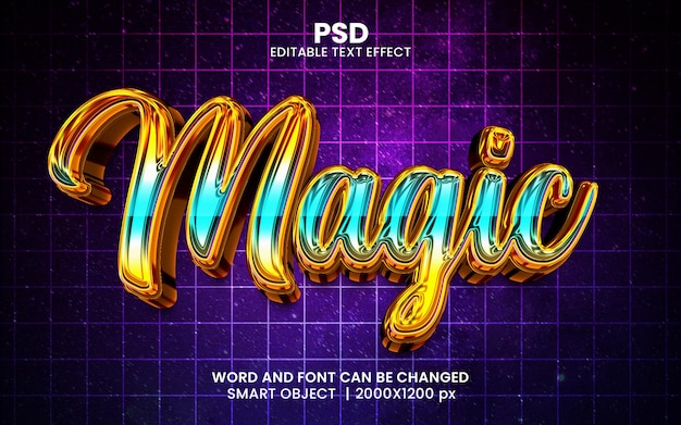 Magic 3d bearbeitbarer texteffekt premium psd mit hintergrund
