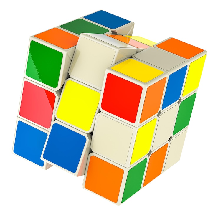 PSD magic cube puzzle cube 3d renderizado aislado en un fondo transparente
