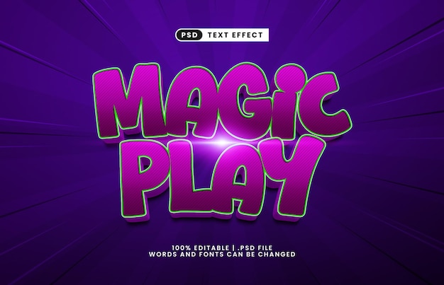 magic play editable text effect with a game and kids text effect