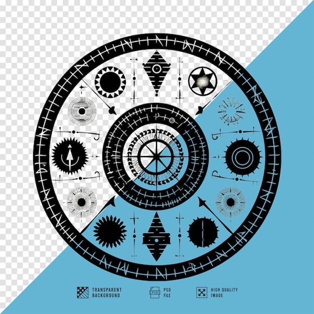 magic symbol image arranged in a circle without background hd quality