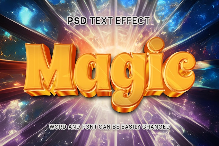 PSD magic text effect 3d psd editable