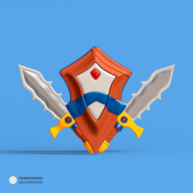 PSD magisches schwertspiel-asset-symbol isolierte 3d-render-illustration