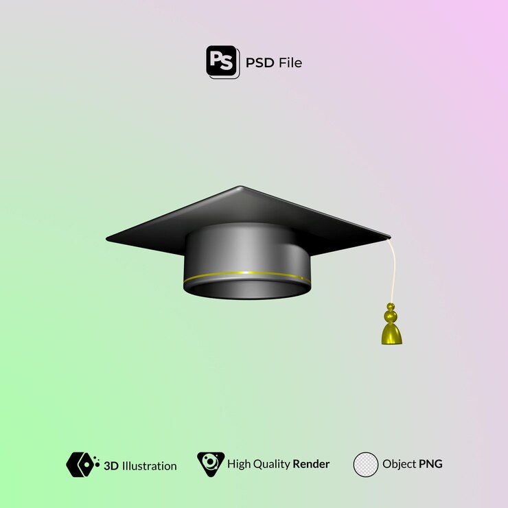 PSD magister hat ilustración 3d