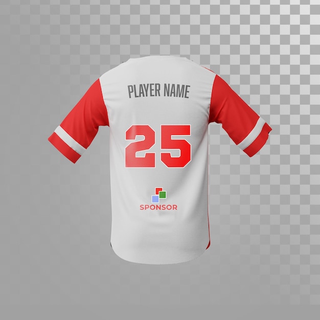 Maglia da baseball indietro per mockup 3d'illustrazione