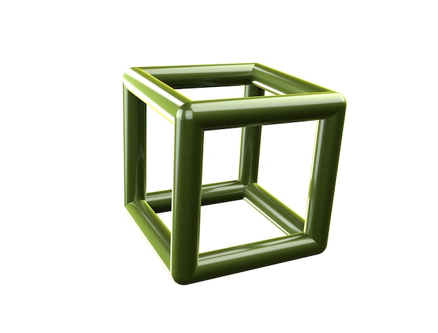 Maglia poligonale wireframe astratto forma cubo 3d verde