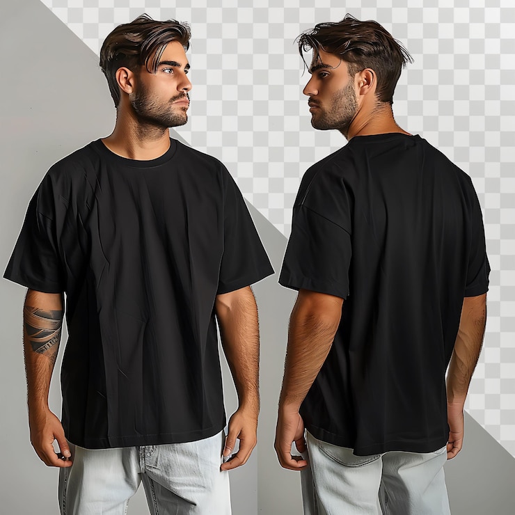 PSD maglietta nera elegante composizione fotografica doppia