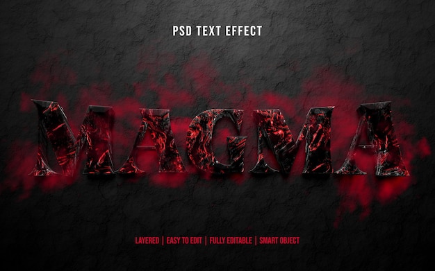 Magma style text effect with red mist effect