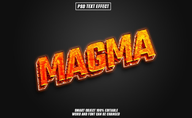 Magma-Text-Effekt-Schriftart bearbeitbare Typografie 3D-Text