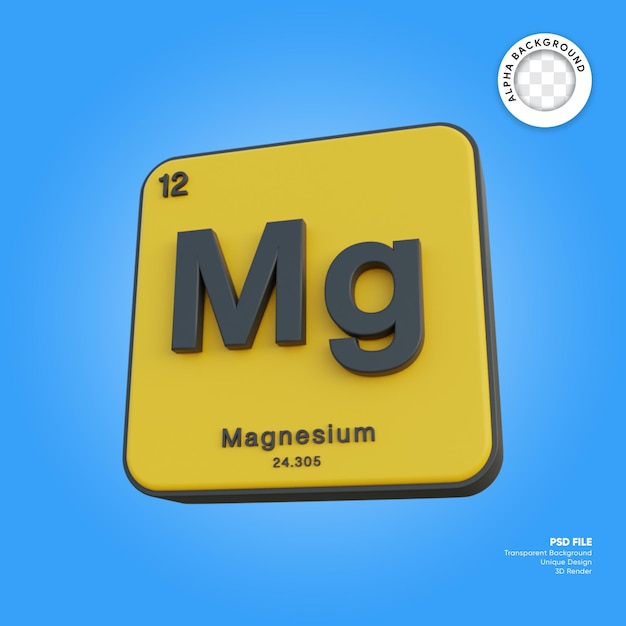 Magnesium chemisches Element Periodensystem 3D-Rendering