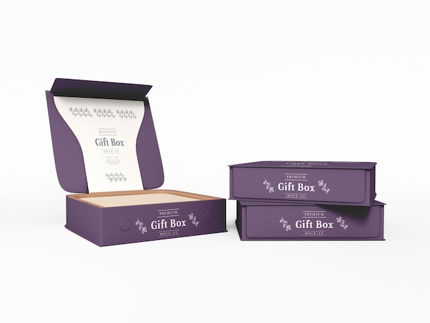 Magnetische quadratische Geschenkbox mit Cover Mockup