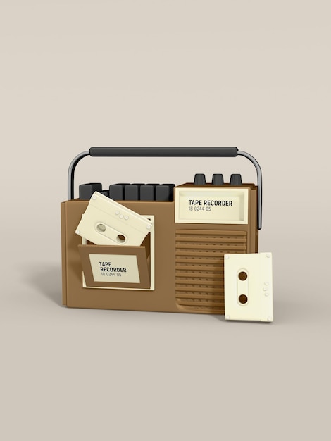 Magnétophone à Cassettes Rétro Branding Mockup