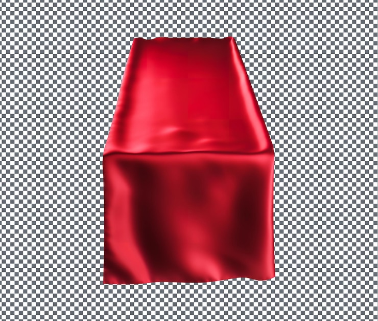 PSD magnífica mesa de cetim vermelho isolada em fundo transparente