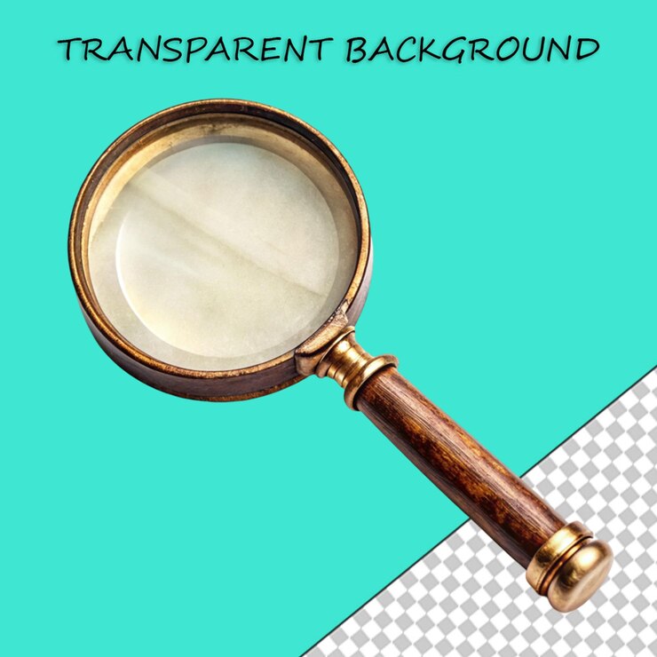 PSD magnificación aislada sobre un fondo transparente