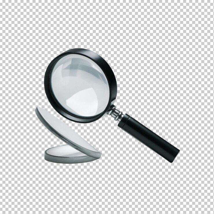 PSD magnificador isolado sobre fundo transparente