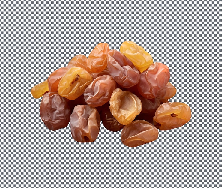 PSD magníficas pasas pequeñas uvas secas aisladas sobre fondo transparente
