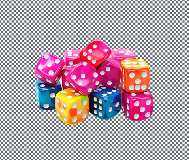 PSD magnificent carnival games dice isolated on transparent background