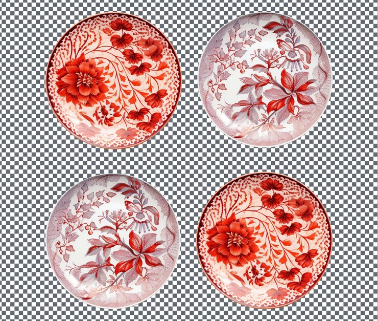 PSD magnificent hand plates painted isolated on transparent background