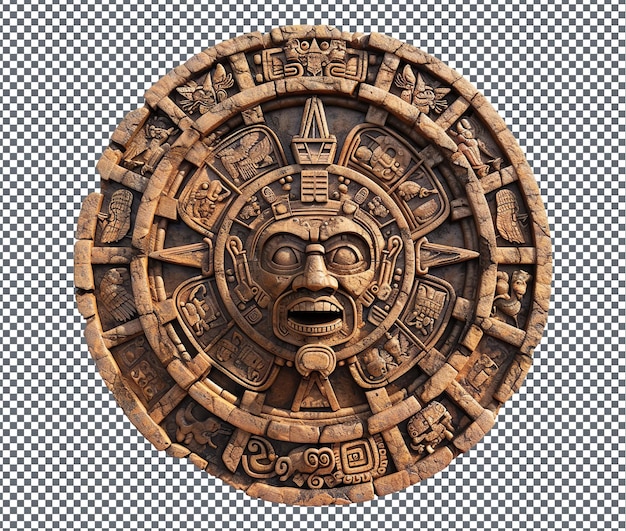 Magnífico antiguo calendario azteca aislado sobre un fondo transparente