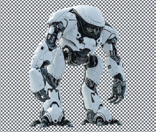 Magnífico automóvil robot gigante que camina aislado sobre un fondo transparente