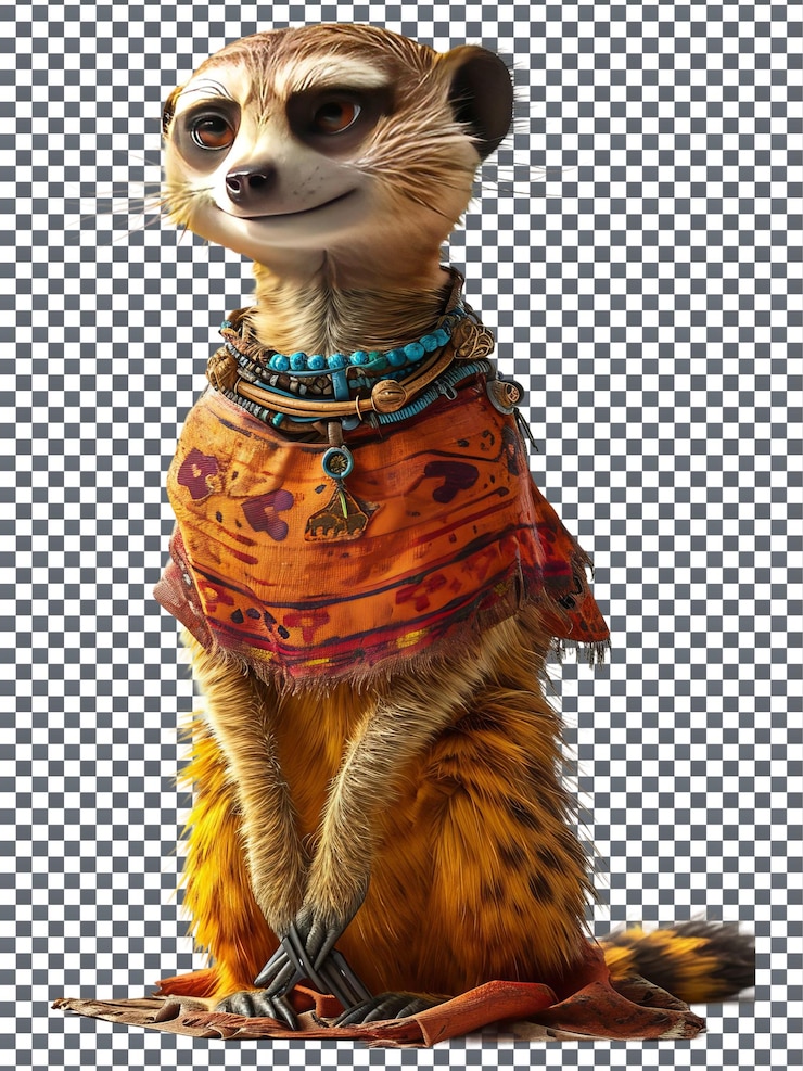 PSD magnífico meerkat místico aislado sobre un fondo blanco